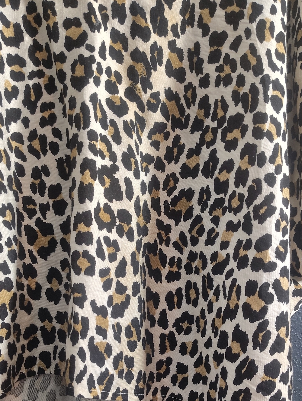 Entro Leopard Print Dolman Sleeve Top with Striped Green and Tan Trim - Picture 5 of 7